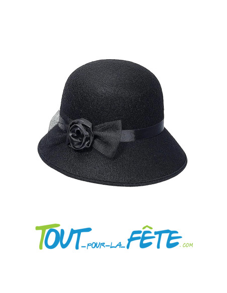Chapeau cloche Charleston en feutre noir année 20
