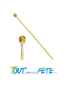 Canne pommeau doré boule disco 87cm