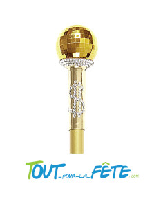 Canne pommeau doré boule disco 87cm 2