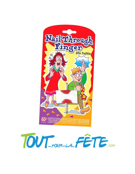 Bande avec clou effet doigt troué farce et attrape.
