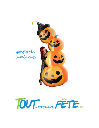 Citrouilles gonflables verticales avec lumières 240 cm de hauteur