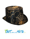 Chapeau haut de forme motif araignée noir et or