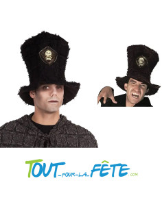 Chapeau haut de forme avec tête de mort noir skeleton 2