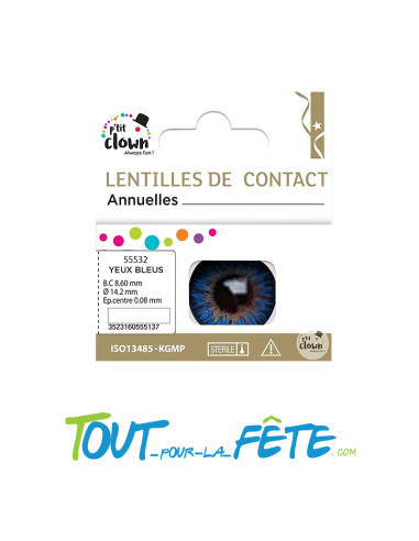 Lentilles de contact annuelle iris bleu