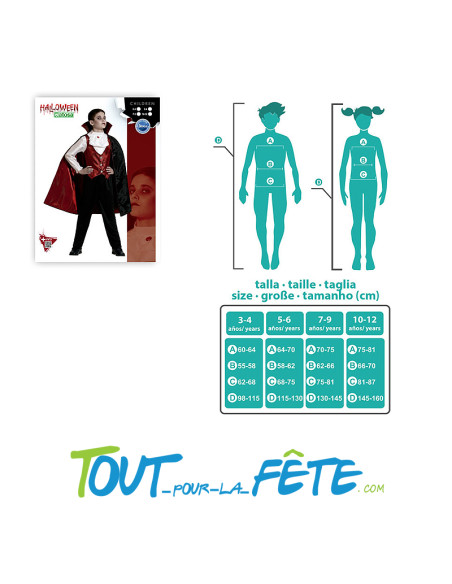 Déguisement de vampire taille enfant