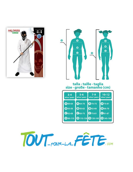 Déguisement de faucheuse blanche taille enfant