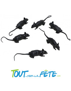 6 souris noires 8,5x2x2 cm