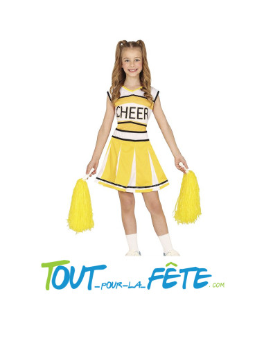 Déguisement de Pompom girl jaune taille enfant