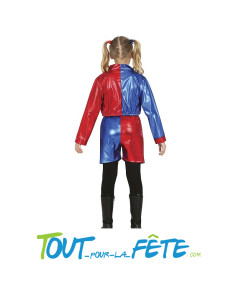 Déguisement Harley Quinn rouge et bleu taille enfant 2