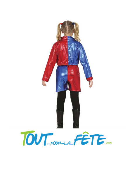 Déguisement Harley Quinn rouge et bleu taille enfant