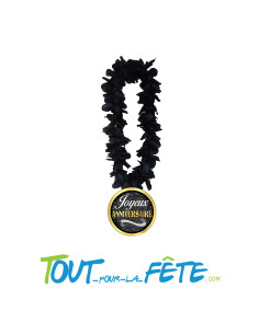 Collier de fleur Hawaïen / Tahiti Joyeux anniversaire noir