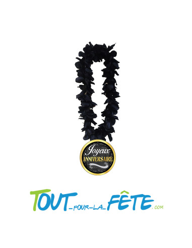 Collier de fleur Hawaïen / Tahiti Joyeux anniversaire noir
