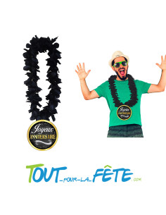 Collier de fleur Hawaïen / Tahiti Joyeux anniversaire noir 2