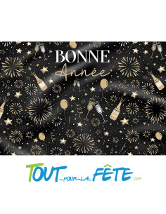 Toile murale " bonne année " noir et or 2m10 x 1m50