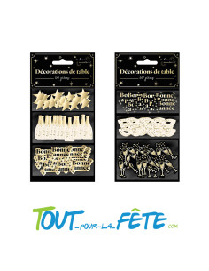 Lot de 60 décorations de table or et noir " bonne année " 2
