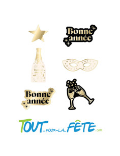 Lot de 60 décorations de table or et noir " bonne année "
