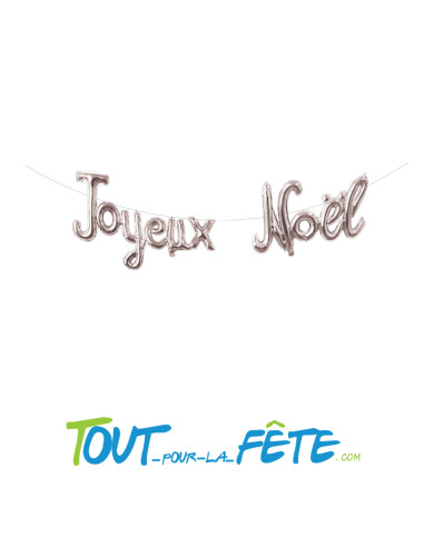 Ballon aluminium lettres Joyeux Noel 2.50m argent