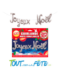 Ballon aluminium lettres Joyeux Noel 2.50m argent 2