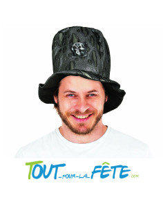 Chapeau haut de forme tête de mort gris 2