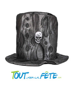 Chapeau haut de forme tête de mort gris