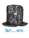 Chapeau haut de forme tête de mort gris