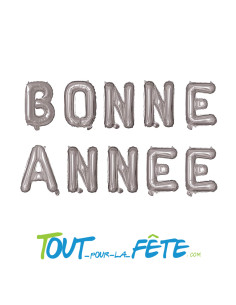 Ballon aluminium lettres " Bonne année " argent