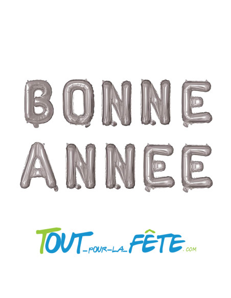 Ballon aluminium lettres " Bonne année " argent
