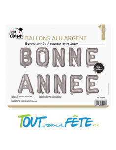 Ballon aluminium lettres " Bonne année " argent 2