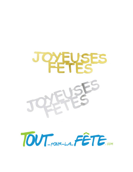 Confettis joyeuses fêtes or et argent