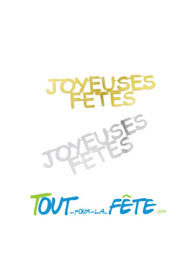 Confettis joyeuses fêtes or et argent