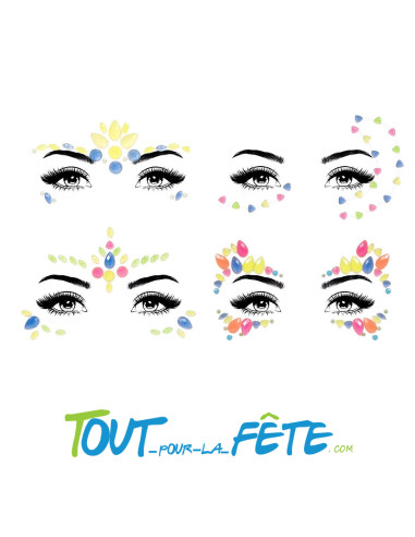 Strass autocollant pour visage UV fluo 5 ( modèle aléatoire )