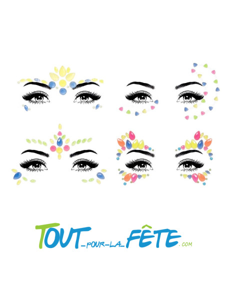 Strass autocollant pour visage UV fluo 5 ( modèle aléatoire )