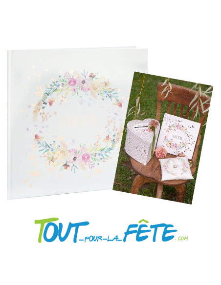 Livre d'or fleuri 24 cm 20 pages