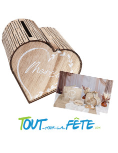 Urne / tirelire coeur naturel 24cm x 24cm x 15cm 2
