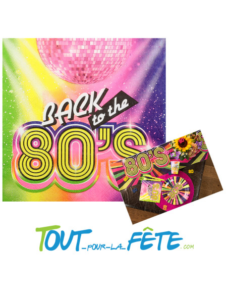 Lot de 20 serviettes année 80 multicolore