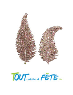 Sachet de 6 petites feuilles pailletées rose gold