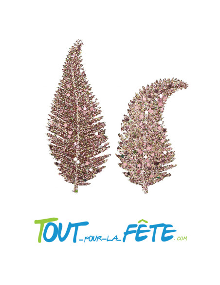 Sachet de 6 petites feuilles pailletées rose gold