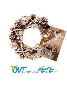 Couronne de pommes de pin pailletées en bois, diamètre 24 cm 2