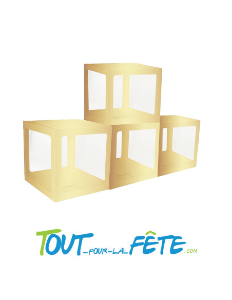 4 cubes carton or et transparents personnalisables 30cm