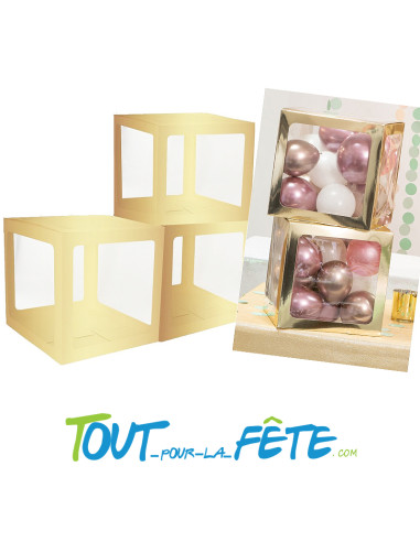 4 cubes carton or et transparents personnalisables 30cm