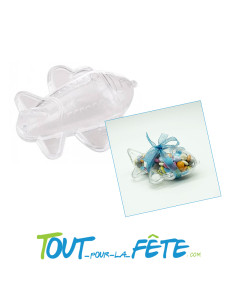Contenant pour dragées forme avion transparent 9cm x 8cm x 4cm 2