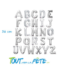 Ballon aluminium lettre alphabet argent 14" 36cm