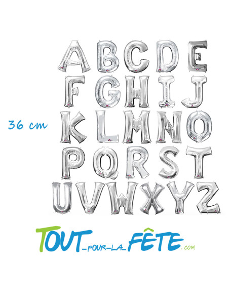 Ballon aluminium lettre alphabet argent 14" 36cm