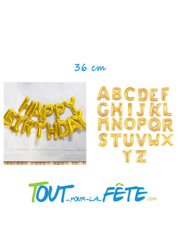 Ballon aluminium lettre alphabet doré 14" 36cm