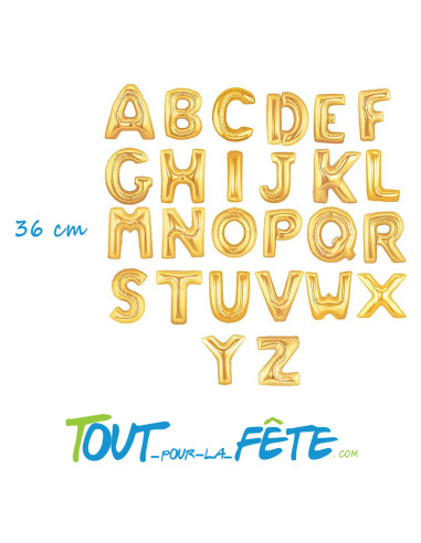 Ballon aluminium lettre alphabet doré 14" 36cm
