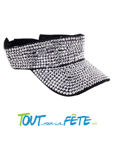 Casquette visière avec strass argent adulte
