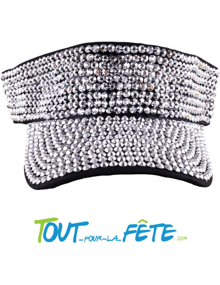 Casquette visière avec strass argent adulte