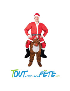 Déguisement de père noel sur renne