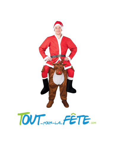 Déguisement de père noel sur renne