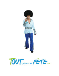 Déguisement de disco bleu taille adulte